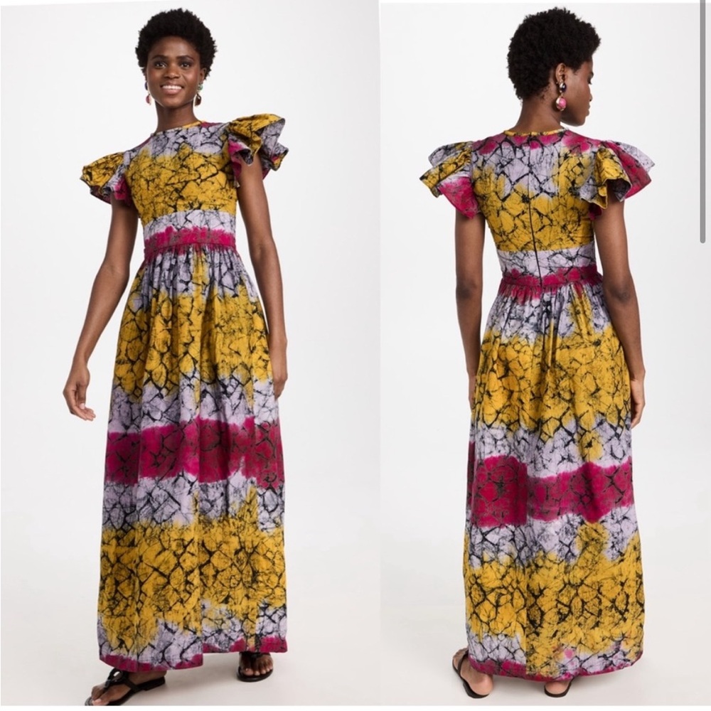 Sika Efe Flutter Sleeve Dress 10 Colorblock Maxi Midi Patchwork Boho